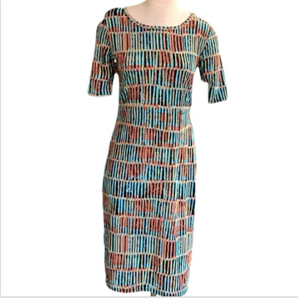 LulaRoe Julia Dress Sz M Colorful  #19227 - Picture 1 of 5